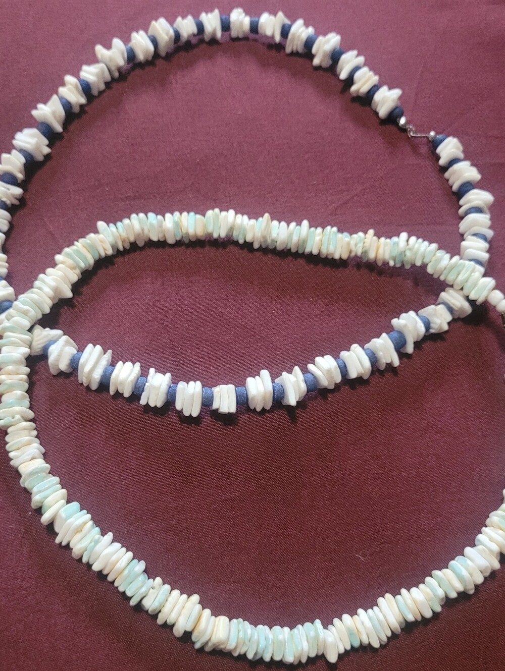 Lot of 2 Vintage Surfer Choker Necklaces Natural Puka Clam Shell & Coconut Wood